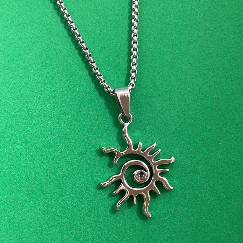 Titanium Steel Sun Pendant Necklace for Men Women,Unisex Hip Hop Necklace