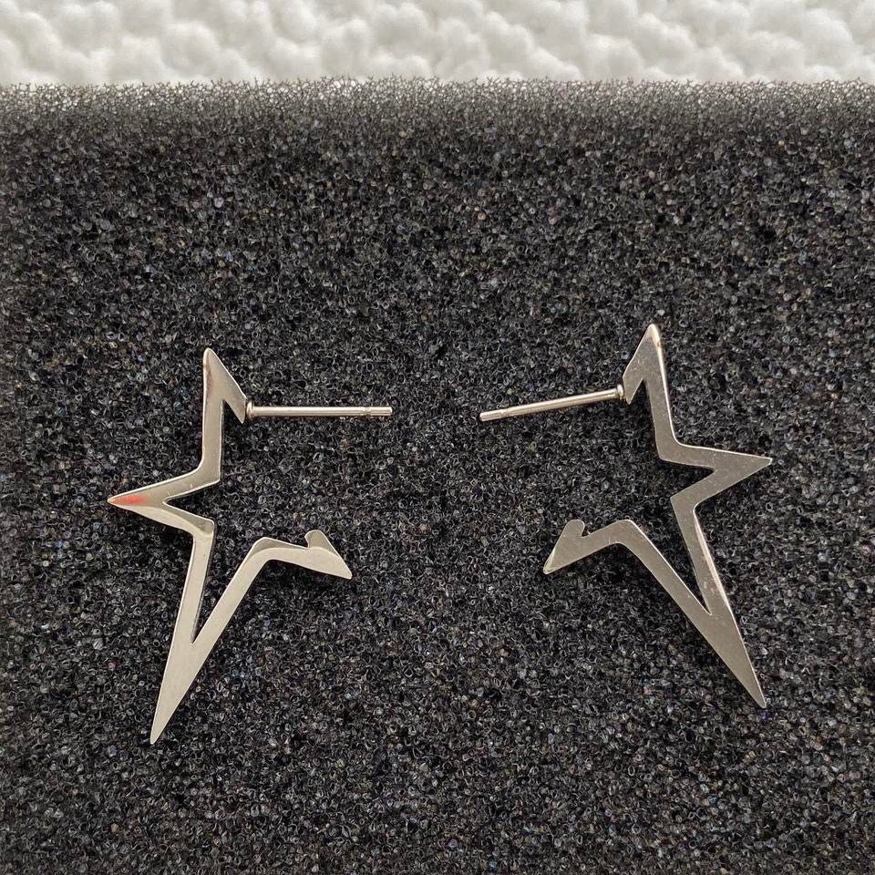 Titanium Steel Pentagram Star Stud Earrings for Men Women
