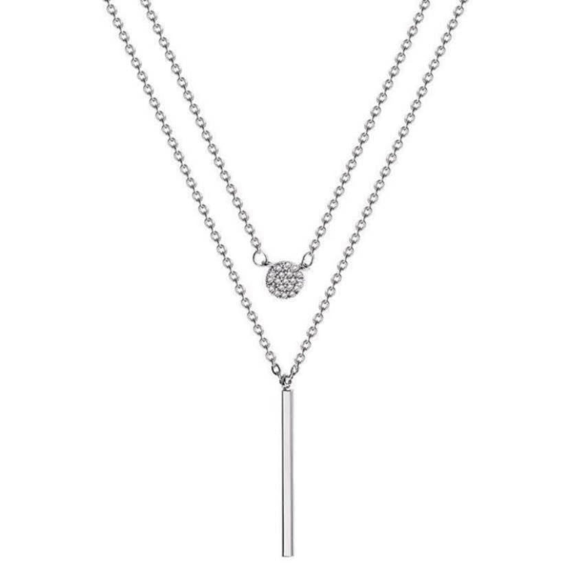 925 Silver Plated Double Layer Pendant Necklace for Women