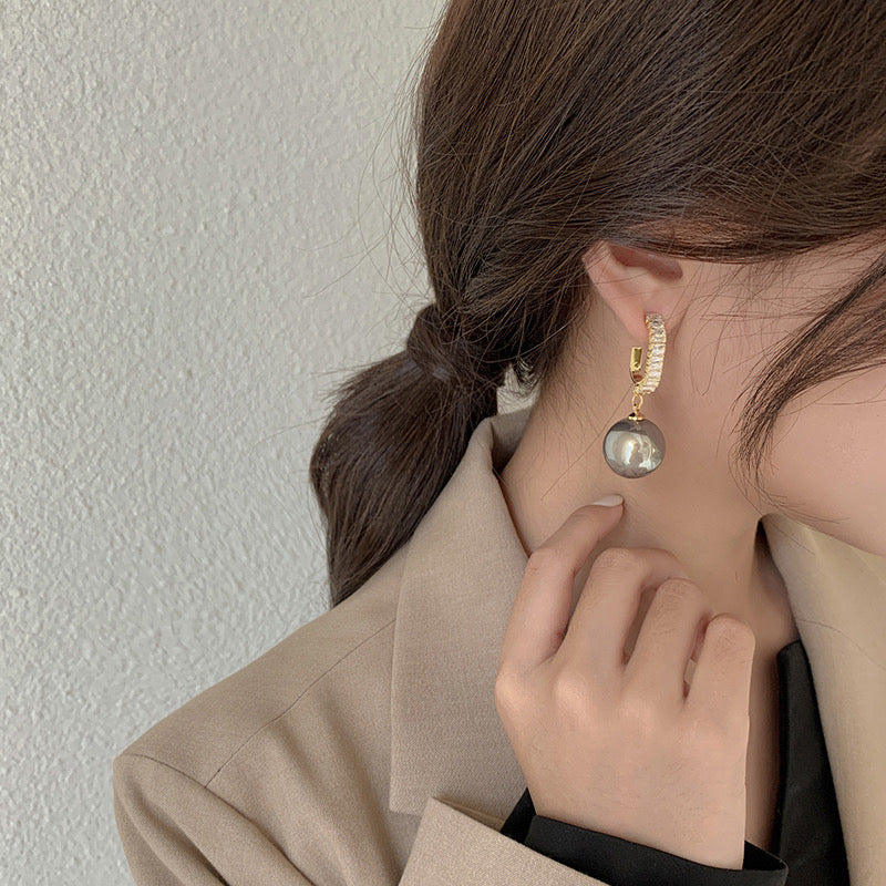 Elegant Gray Pearl Dangle Drop Earrings for Women