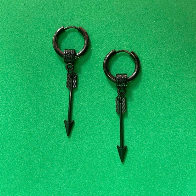 Titanium Steel Arrow Dangle Drop Earrings for Men Women