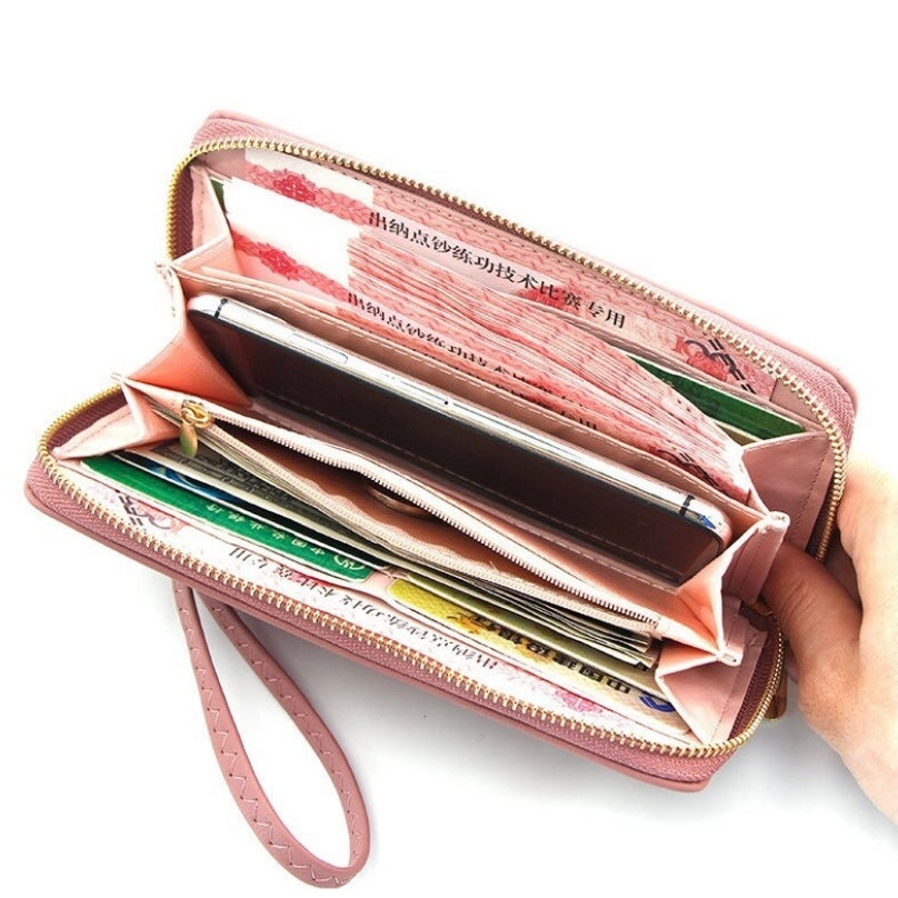 Wallet for Women,Fashion Leather Zipper Wallet,Large Capacity Long Wallet Credit Card Holder Coin Purse Clutch Wristlet