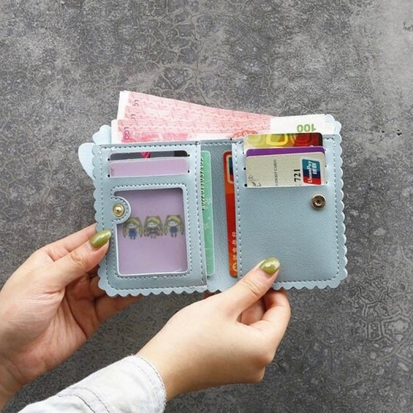 Short Wallet for Women Girls,Snap Closure Bifold Wallet,Credit Card Holder with ID Window