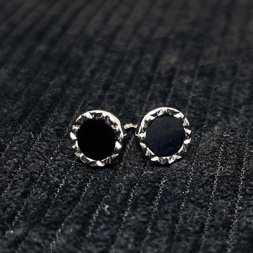Fashion Cool Black Onyx Stud Earrings for Men Women