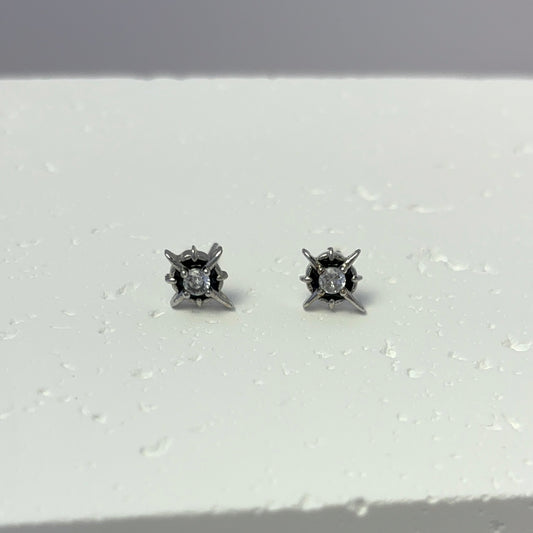 925 Silver Plated CZ Star Stud Earrings for Men Women,Unisex Earrings