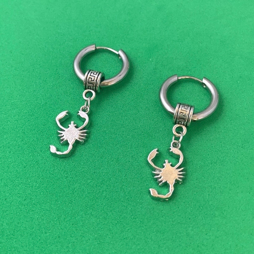 Titanium Steel Scorpion Dangle Drop Earrings for Men Women