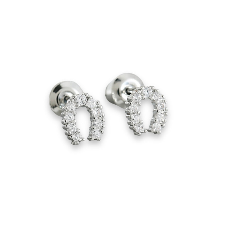 CZ Tiny Horseshoe Stud Earrings for Women