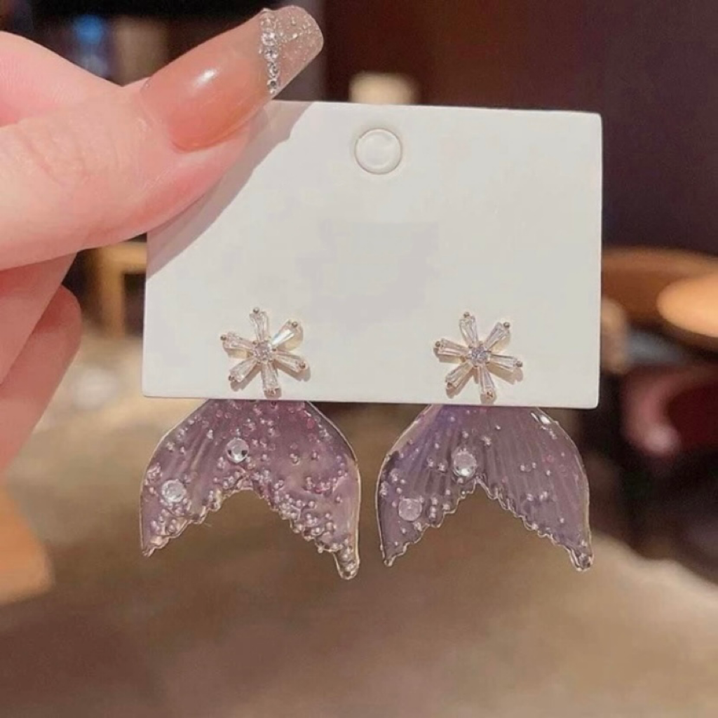 Light Purple Fantasy Fishtail Stud Earrings for Women