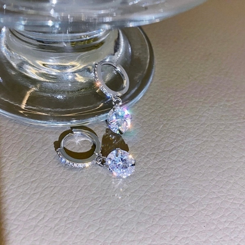 925 Silver Plated CZ Diamond Drop Dangle Earrings for Women
