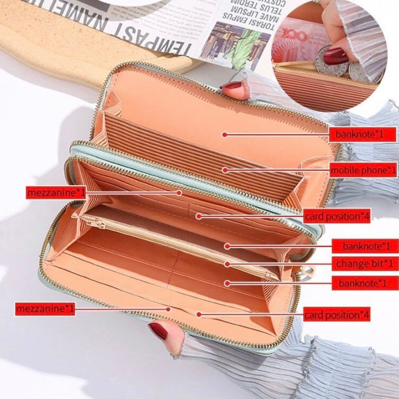 Wallet for Women,Fashion Double Zipper Wallet,Large Capacity Long Wallet Credit Card Coin Purse Clutch