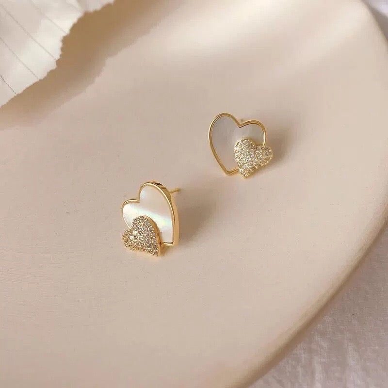 Love Heart Stud Earrings for Women