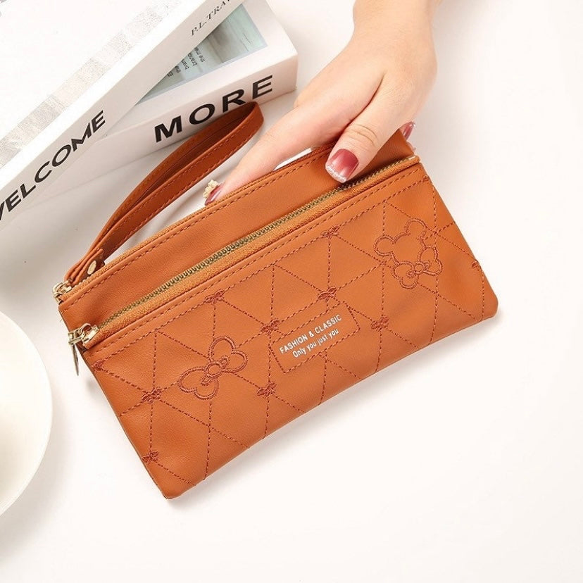 Wallet for Women,Fashion Leather Zipper Wallet,Large Capacity Long Wallet Credit Card Coin Purse Clutch Wristlet