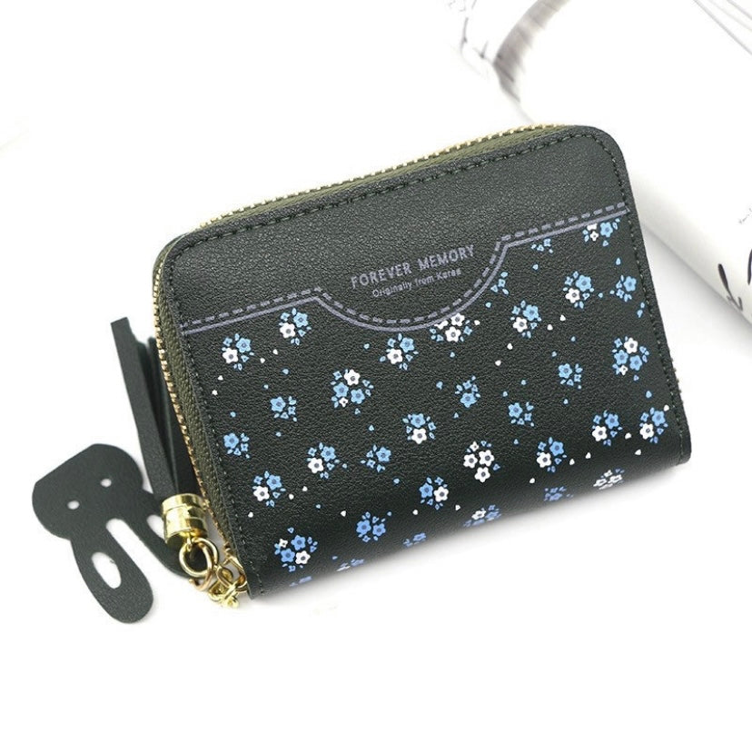 Short Wallet for Women,Cute Flower Zipper Wallet for Girls,Credit Card Holder Coin Purse