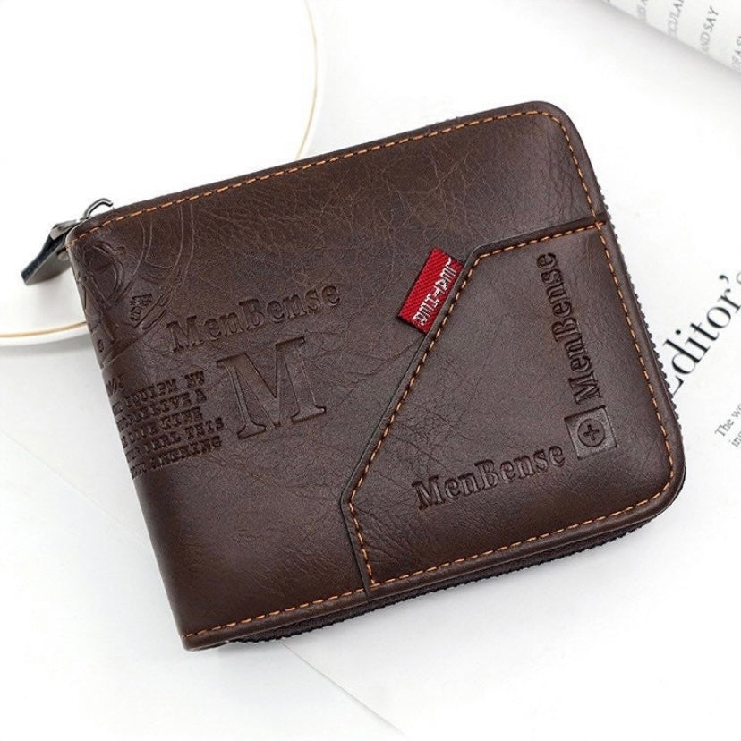 Short Wallet for Men,Fashion Trifold Zipper Wallet,Credit Card Holder Coin Purse with ID Window