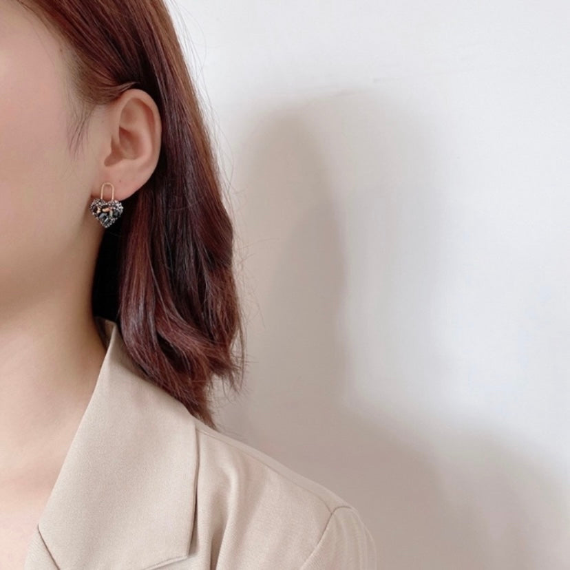 Women's Colorful Crystal Love Heart Stud Earrings
