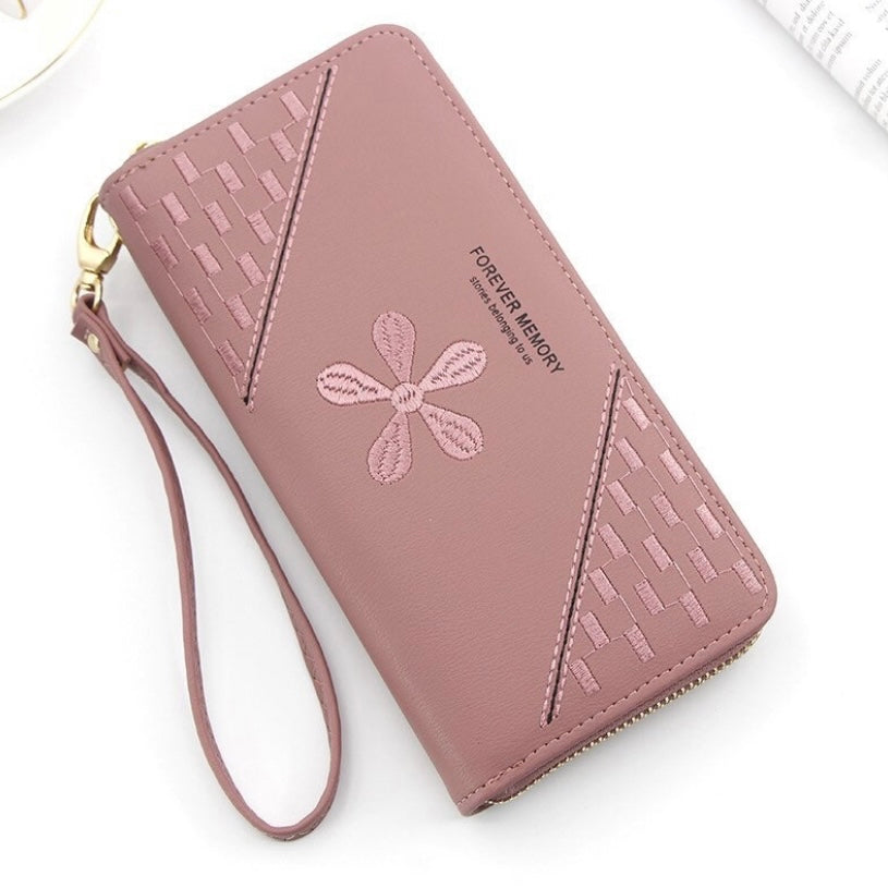 Wallet for Women,Fashion Leather Zipper Wallet,Large Capacity Long Wallet Credit Card Holder Coin Purse Clutch Wristlet