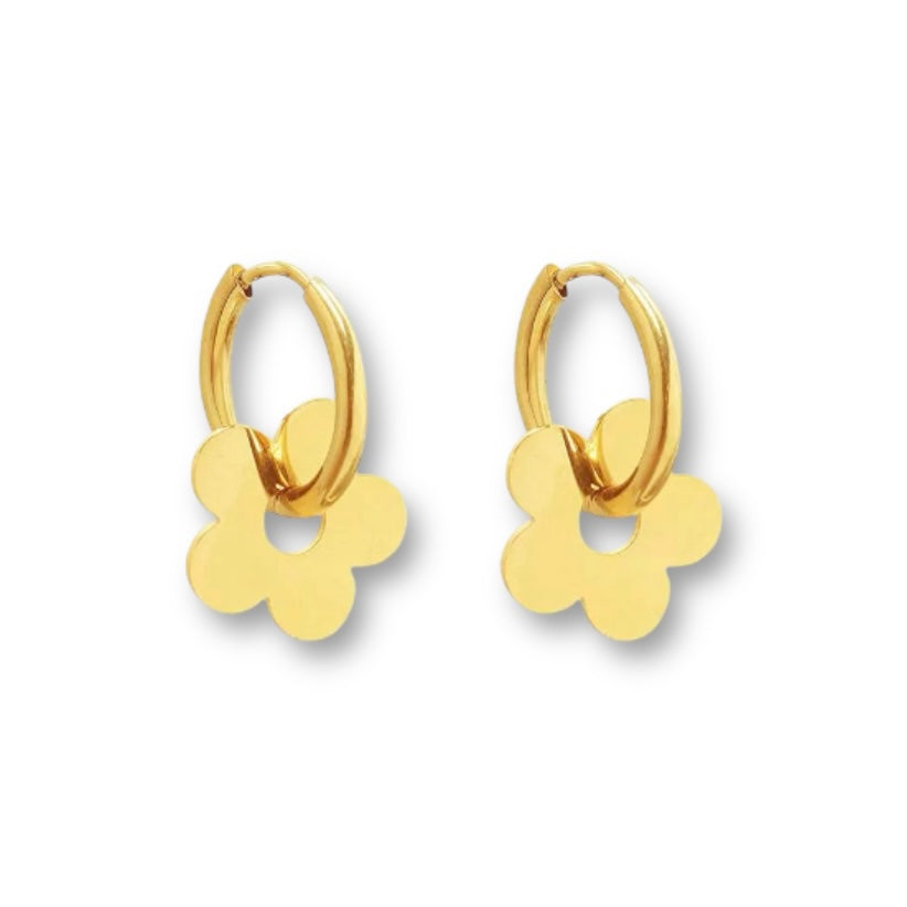 Flower Dangle Drop Earrings for Women 2 in 1 Design Fashion Elegant Style