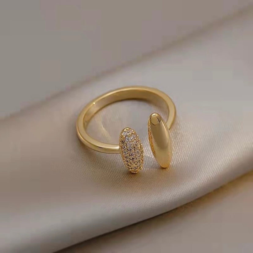 18K Gold Plated Adjustable Open Ring for Women,Statement Ring