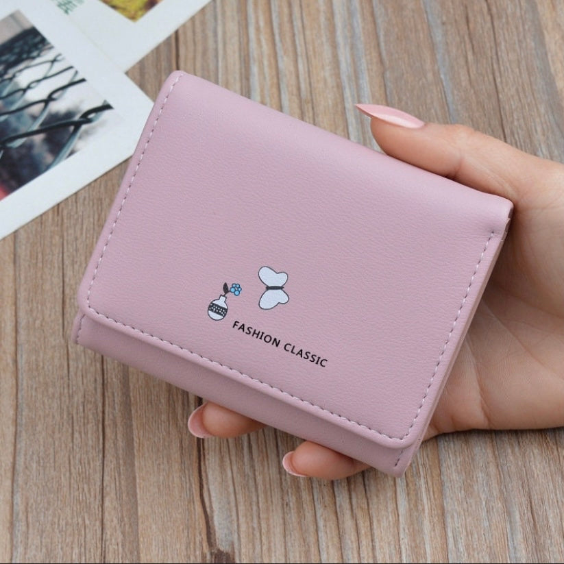 Short Wallet for Women,Butterfly Snap Closure Trifold Wallet,Credit Card Holder with ID Window
