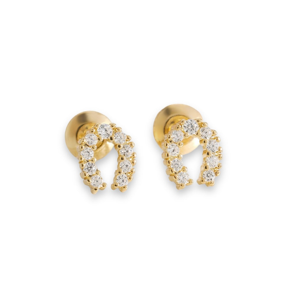 CZ Tiny Horseshoe Stud Earrings for Women