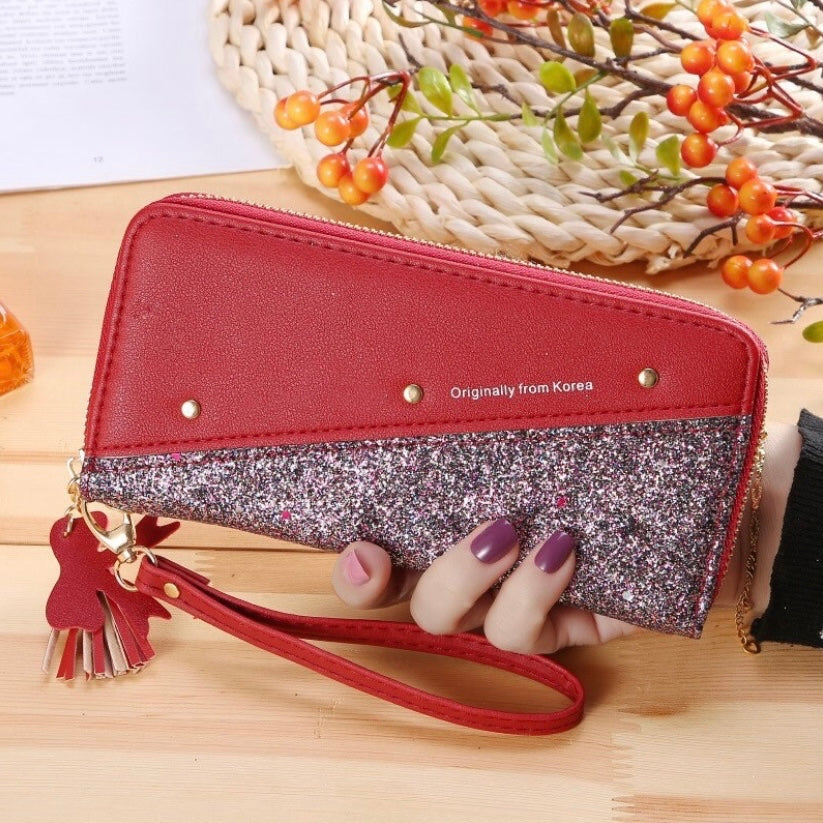 Wallet for Women,Leather Zipper Wallet,Large Capacity Long Wallet Credit Card Coin Purse Clutch Wristlet