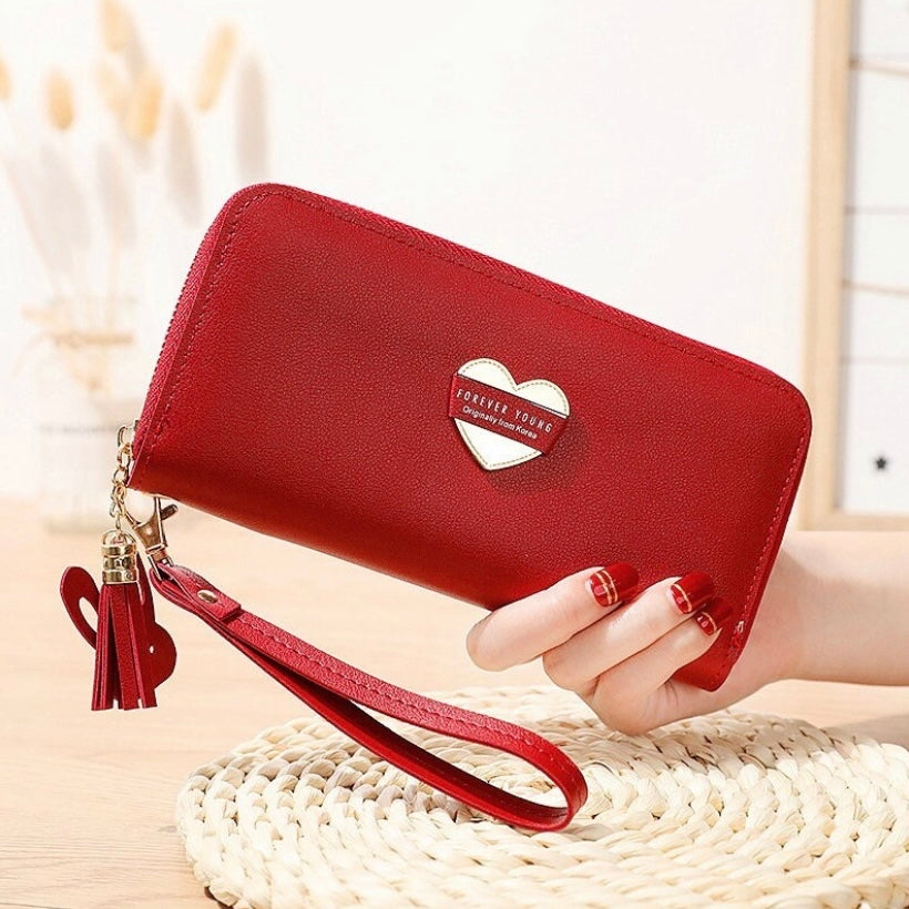 Wallet for Women,Fashion Leather Zipper Wallet,Large Capacity Long Waalet Credit Card Holder Clutch Wristlet