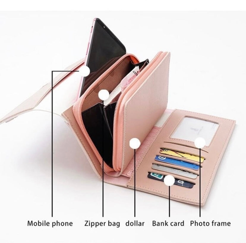 Wallet for Women,Fashion Snap Closure Trifold Wallet,Large Capacity Long Wallet Credit Card Holder Clutch Wristlet