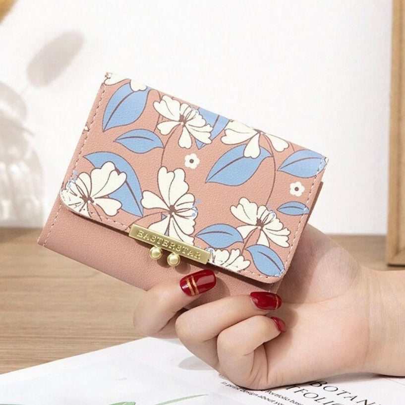Short Wallet for Women,Trifold Snap Closure Wallet for Girls,Credit Card Holder with ID Window