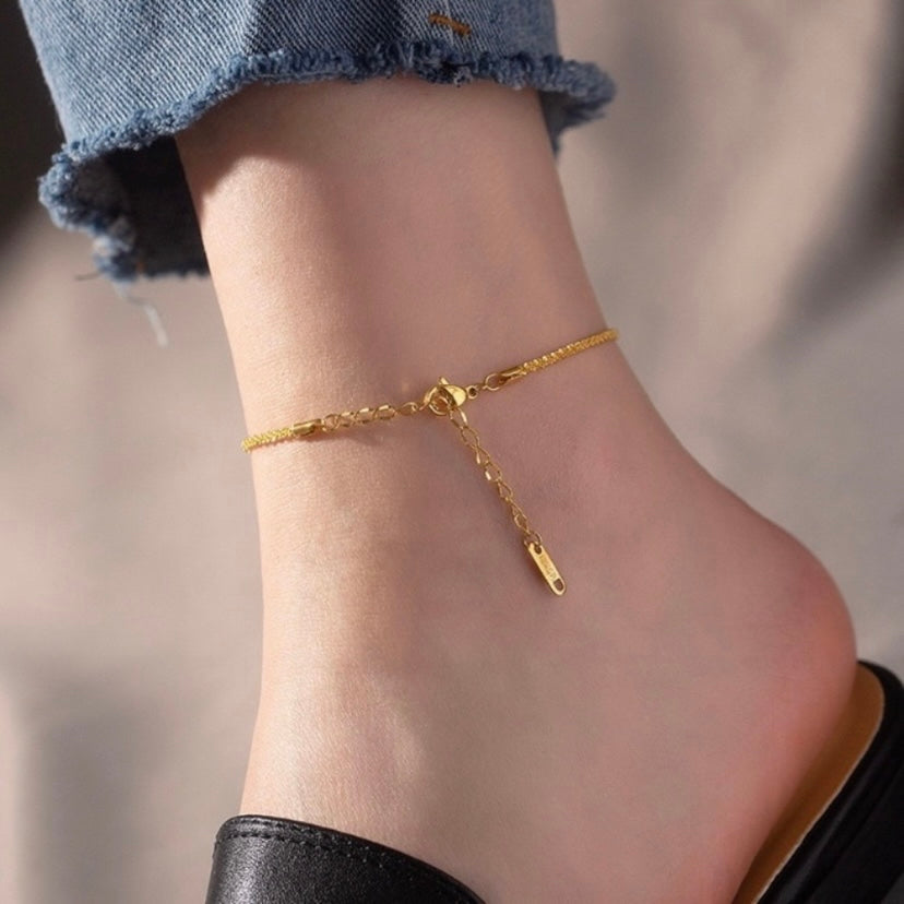 18K Gold Plated Adjustable Minimalist Anklet for Women