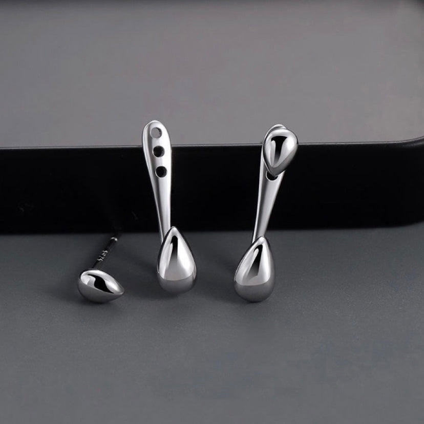 925 Silver Plated Teardrop Stud Earrings for Men Women