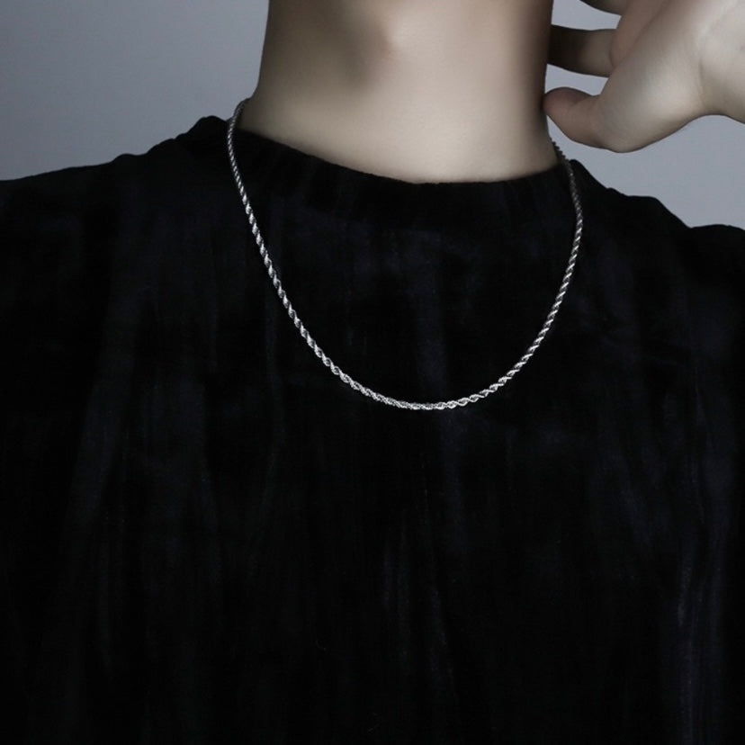 925 Silver Plated Link Chain Necklace for Men Women,Punk Hip Hop Necklace