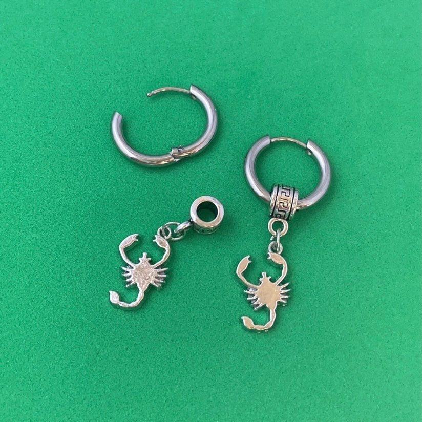 Titanium Steel Scorpion Dangle Drop Earrings for Men Women