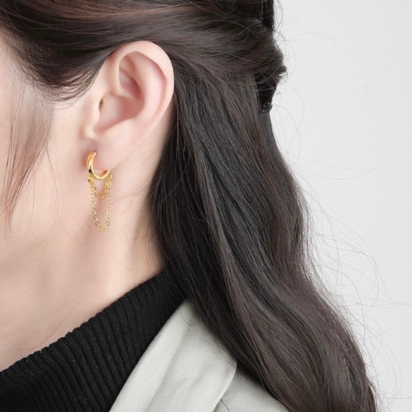 18K Gold Plated Tassel Chain Dangle Drop Earrings for Women