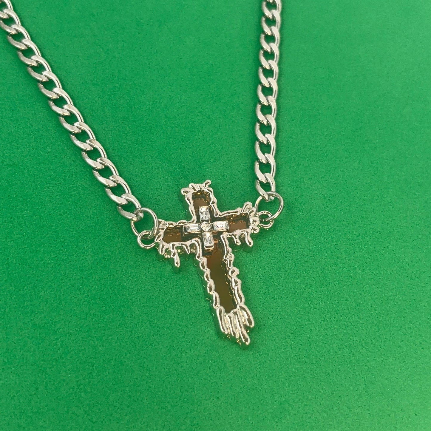 Titanium Steel Link Chain Cross Necklace for Men Women,Unisex Hip Hop Necklace