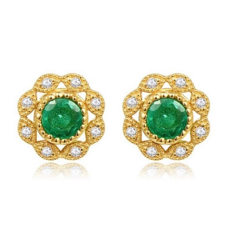 Green Crystal Stud Earrings for Women