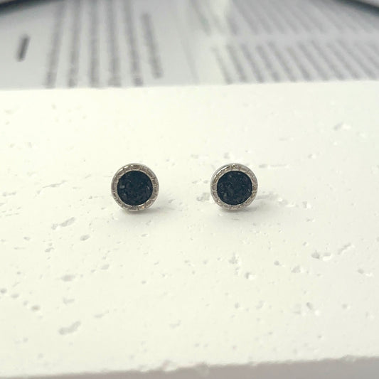 925 Silver Plated Black Stud Earrings for Men Women,Unisex Earrings