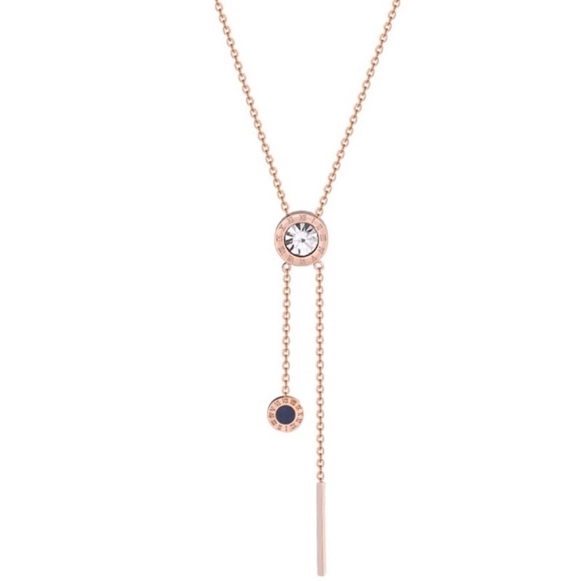 14K Rose Gold Plated Clock Pendant Necklace for Women