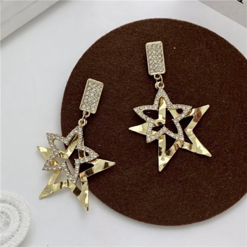 Double Five Pointed Star Dangle Drop Earrings for Women