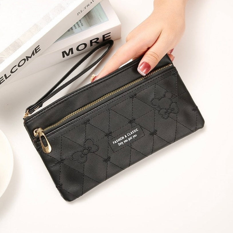 Wallet for Women,Fashion Leather Zipper Wallet,Large Capacity Long Wallet Credit Card Coin Purse Clutch Wristlet
