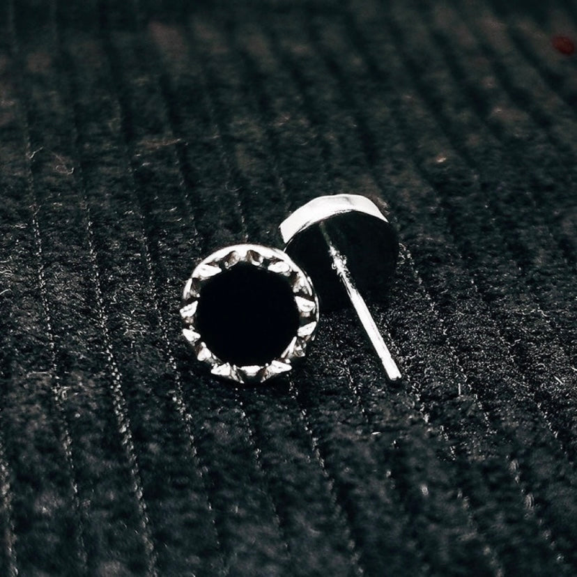 Fashion Cool Black Onyx Stud Earrings for Men Women