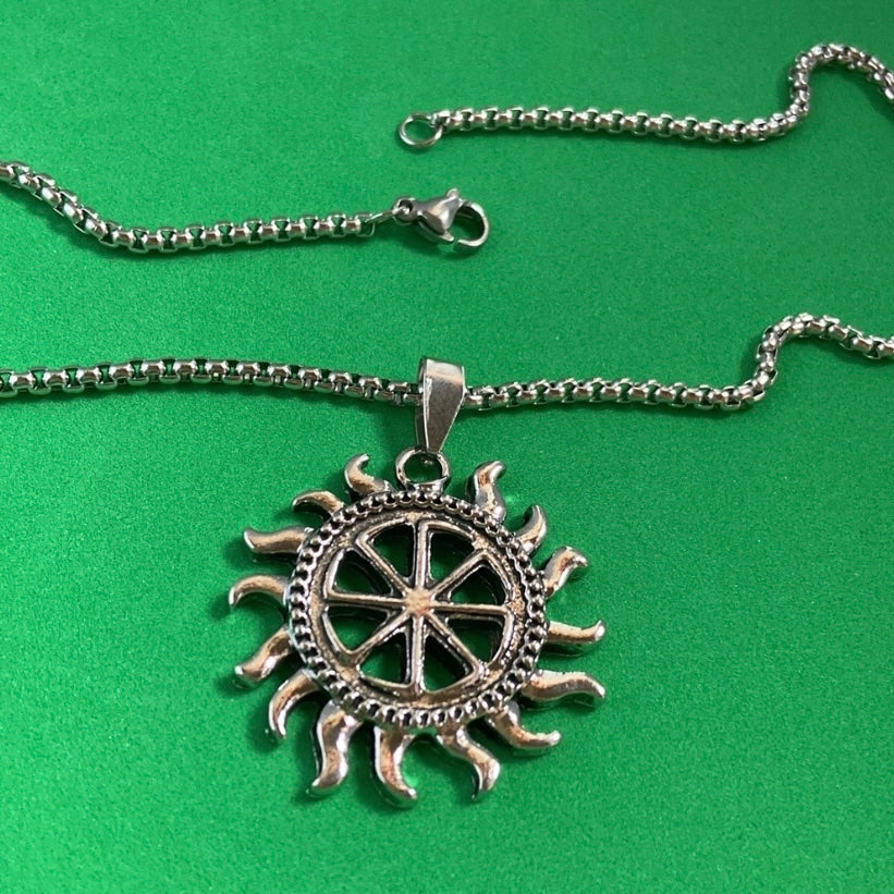 Titanium Steel Sun Pendant Necklace for Men Women
