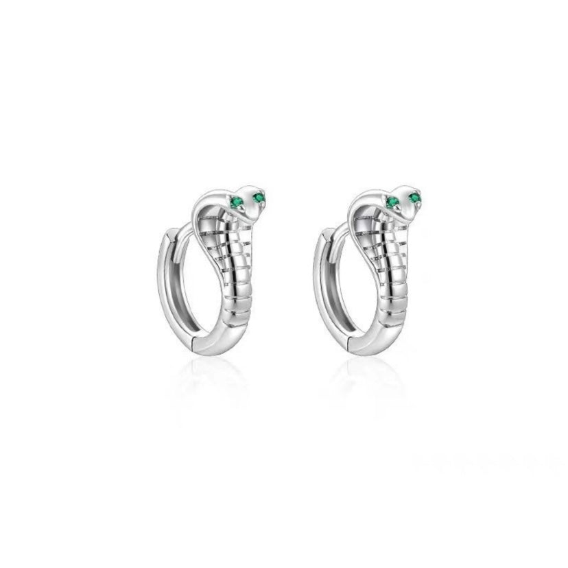 925 Silver Plated Snake Hoop Earrings for Men Women