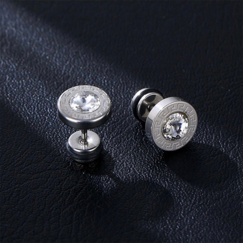 925 Silver Plated CZ Cubic Zirconia Stud Earrings for Men Women