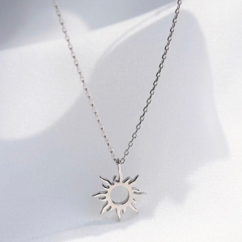 925 Silver Plated Sun Pendant Necklace for Women