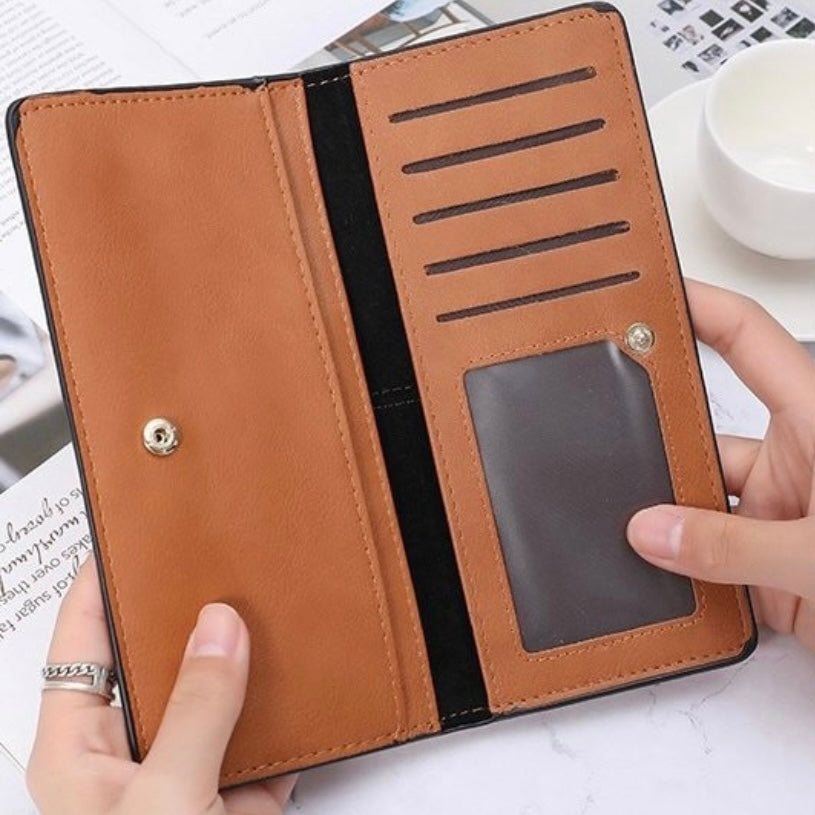 Wallet for Women,Fashion Leather Bifold Snap Closure Wallet,Credit Card Holder Clutch Wristlet
