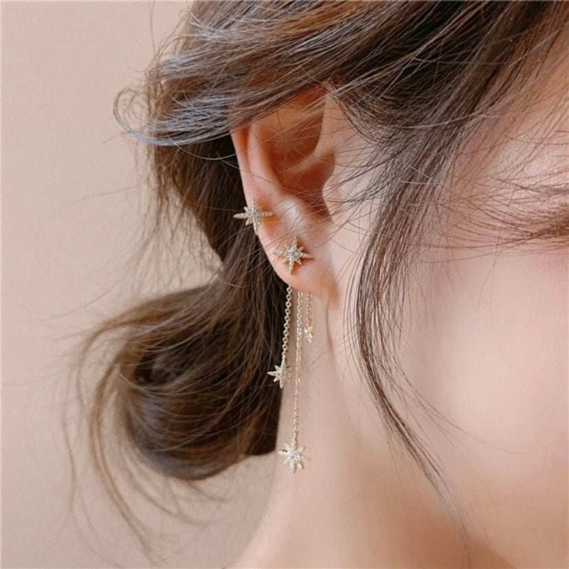 Women's Six-pointed Star Snowflake Dangle Drop Earrings