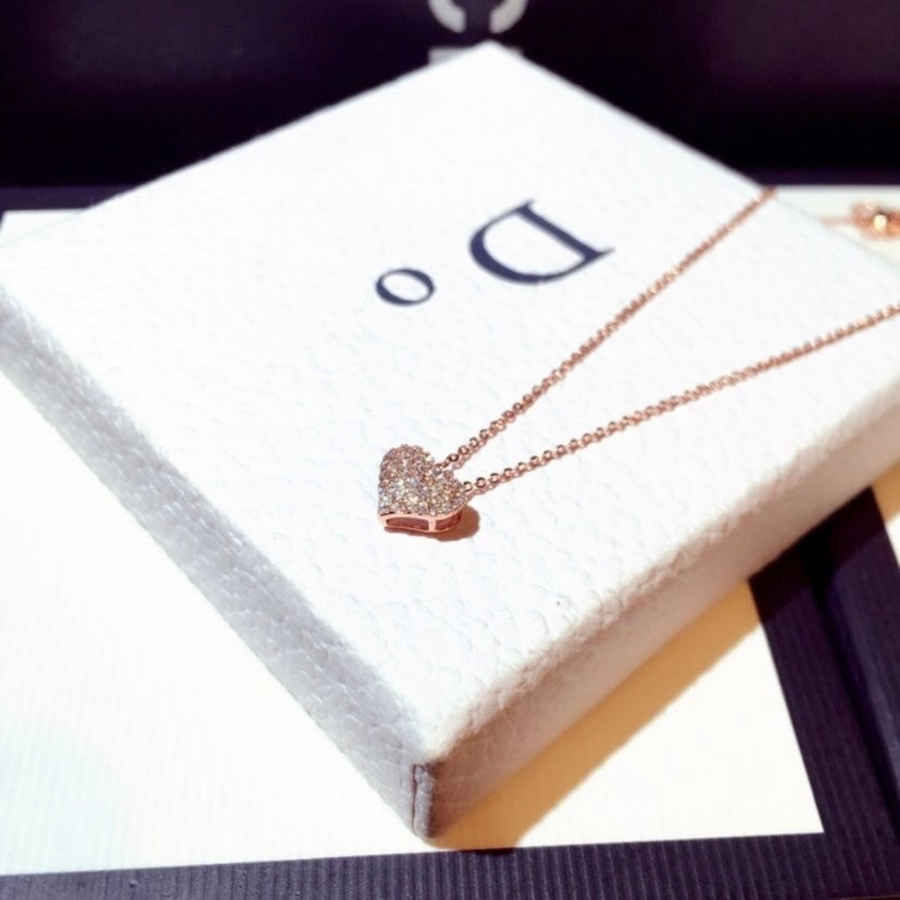 14K Rose Gold Plated Love Heart Pendant Necklace for Women