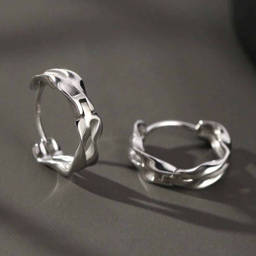925 Silver Plated Twist Small Hoop Earrings for Men Women