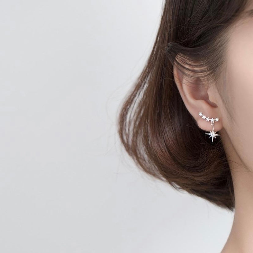 CZ Cubic Zirconia Six-Pointed Star Stud Earrings for Women