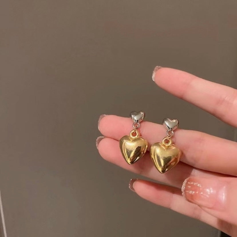 Love Heart Dangle Drop Earrings for Women